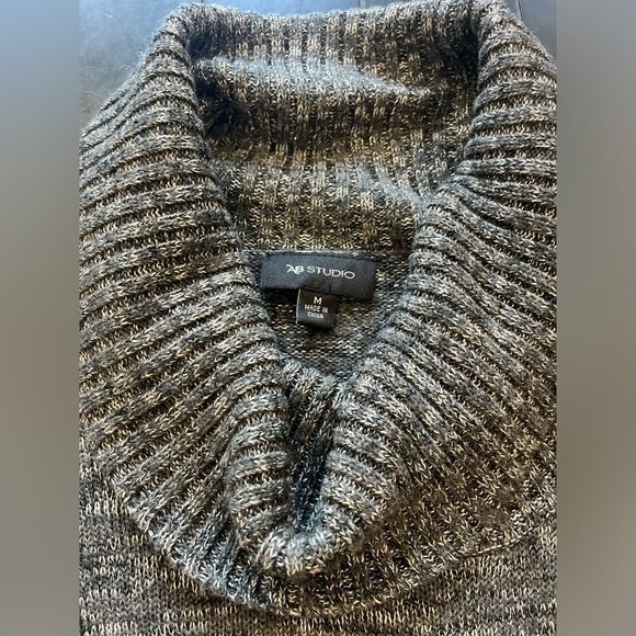 AB Studio Acrylic Black Gold Glitter Fleck Cowl Neck Pullover Sweater, sz Medium - Picture 4 of 7